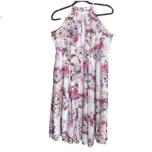 Torrid Womens Halter Keyhole Neck Floral Midi Chiffon Dress Romantic Sz 0